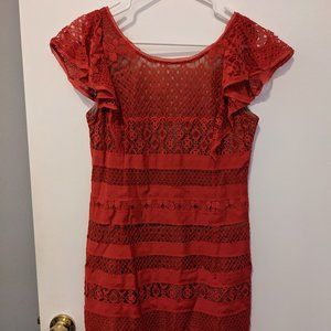 Red pencil lace dress